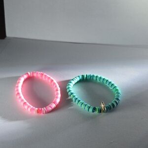 Pink and Green Beaded Bracelets